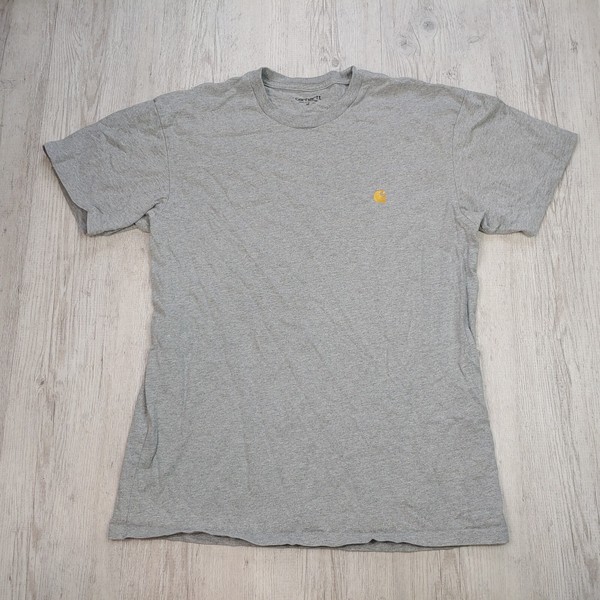 Carhartt WIP Chase Men's T-shirt Gray Embroidered Logo Size M Cotton Streetwear