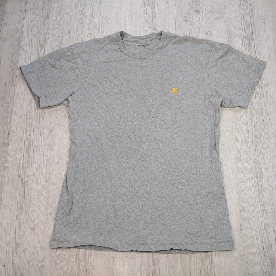 Carhartt WIP Chase Men's T-shirt Gray Embroidered Logo Size M Cotton Streetwear