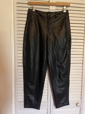 ZARA Women's Size Medium M Pants Pleather Black High Rise Faux Leather