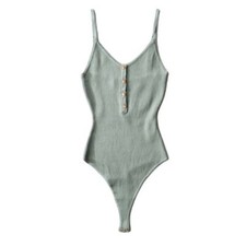 It Feels Right Dusty Olive Button-Front Sleeveless Bodysuit