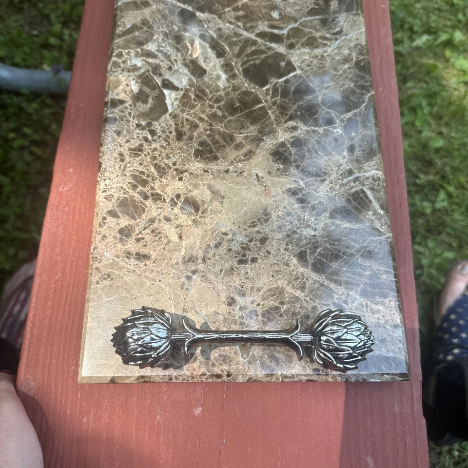 Mud Pie Marble Charcuterie Cheese Board, Artichoke Design - Image 2 of 4