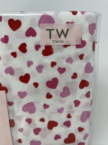 Kate Spade Twin Sheet Set Pink & Red Hearts 4 Piece Cotton Percale NEW - Picture 5 of 6