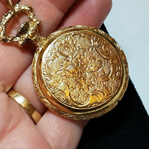 VIRGO Zodiac Locket Necklace Mirror Gold Plated Large Pocket Watch Type Vintage - Picture 8 of 11