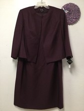 Womens Jacket Dress Set Size 18 W Eggplant Plum Formal Dressy Classy New 118