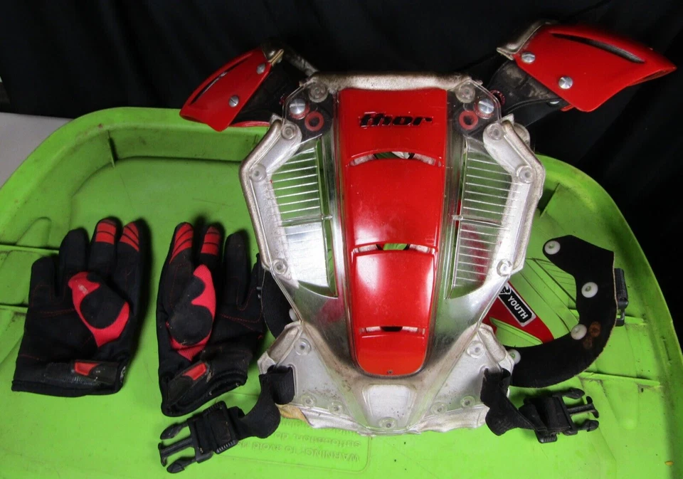 Protector de pecho Thor Motorsports Motocross Motocross Juvenil De colección #16 y guantes Foto 3 de 4