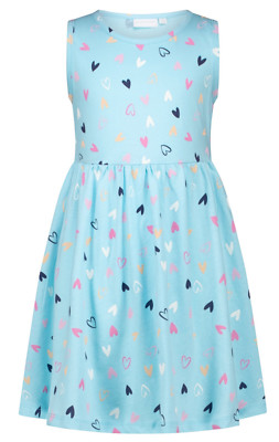 TOPO by Kids Park Mädchen Kleid mit Herzchen allover gr  116 / 122  blue Topaz