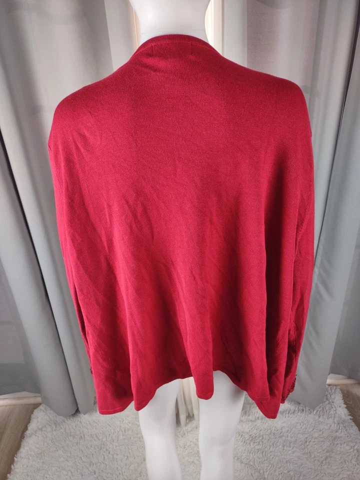 Cárdigan rojo con cuentas cuello en V manga larga para mujer Covington talla 20-22W Foto 4 de 4