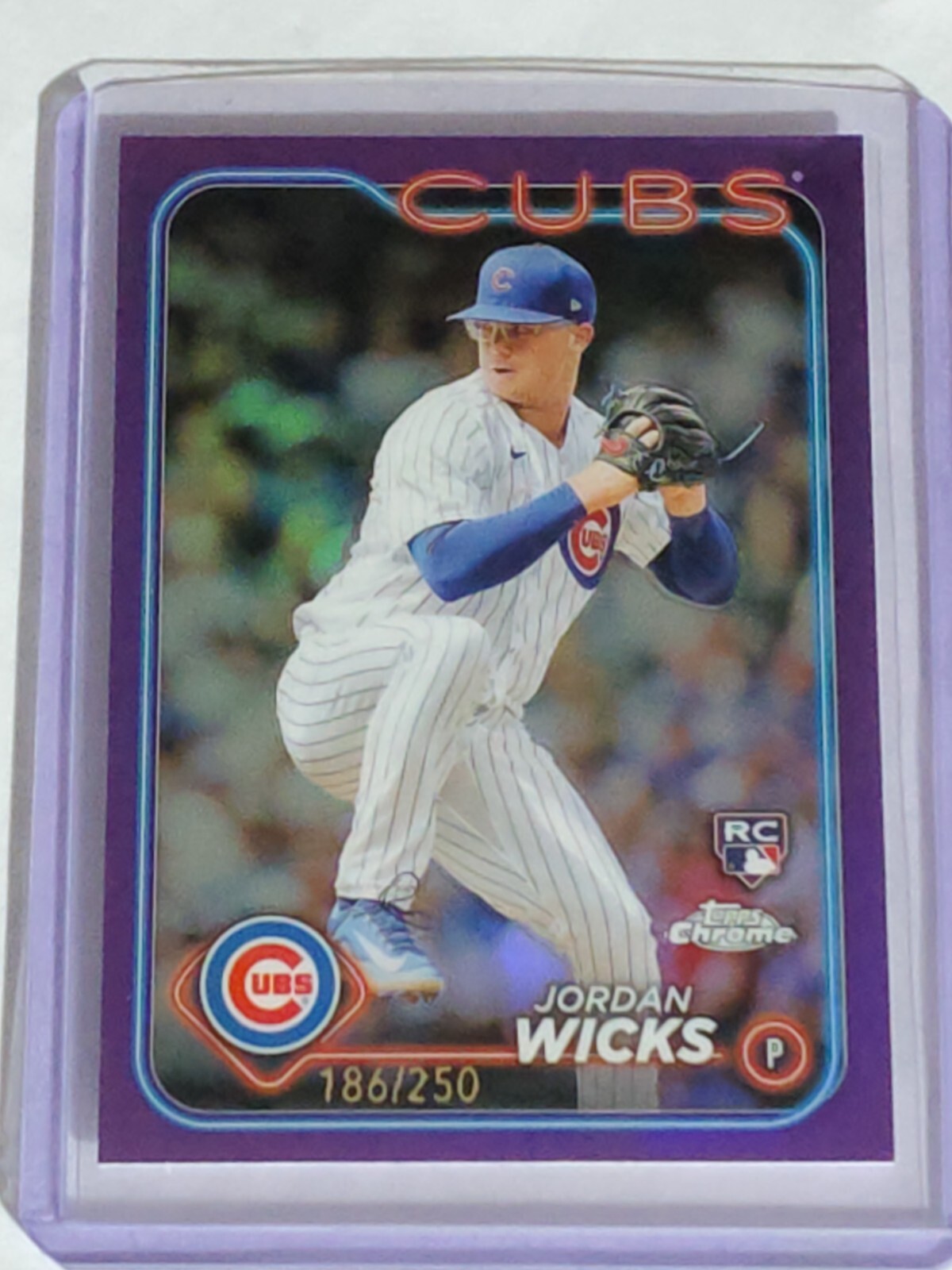 Jordan Wicks RC 2024 Topps Chrome Purple Refractor Rookie Card 186/250 #67 Cubs