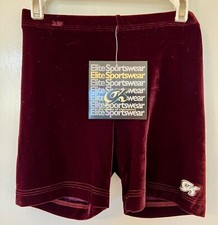GK ELITE WINE VELVET ADULT X-SMALL GYMNASTICS DANCE WORKOUT SHORTS Sz AXS NWT