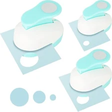 LOVEINUSA 3PCS Paper Hole Punches, Lever Punch Shapes Craft Blue 