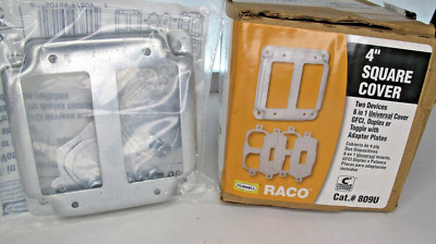 Box of 6 Raco 809U 4-3/16'' 1/2'' Raised Square Universal 6-in-1 Plates