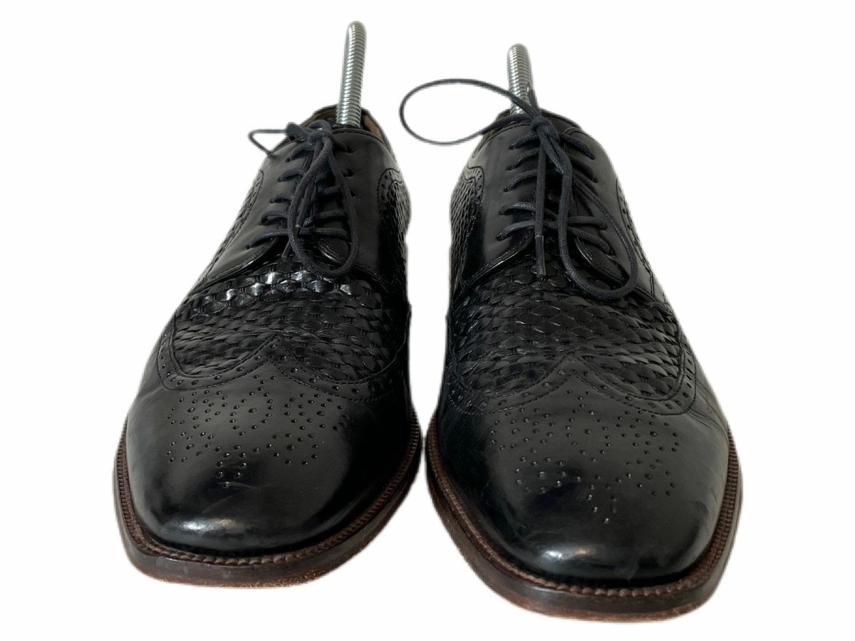 Johnston & Murphy Black Woven Wingtip Dress Shoes Men display picture 3
