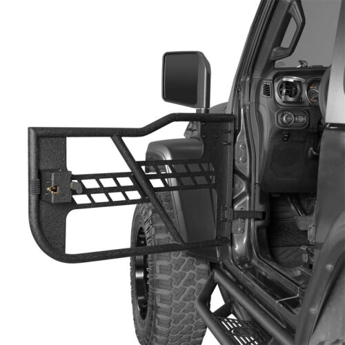 2 pièces protège-portes en tube d'acier tout-terrain pour 2018-2024 Jeep Wrangler JL 2 portes - Photo 1/14