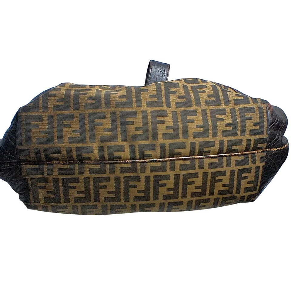 Fendi Zucca Nappa Nuvolata Vitello Tortuga Spy Bag Tobacco Brown Leather & Canva - Image 4 of 4