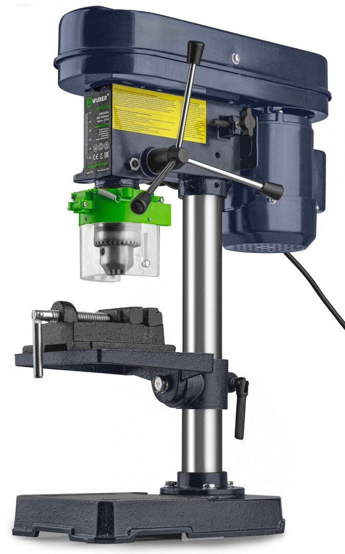 WUBER Bench Pillar Drill Press 16mm 5-Speed Metal Table Vise 1600W