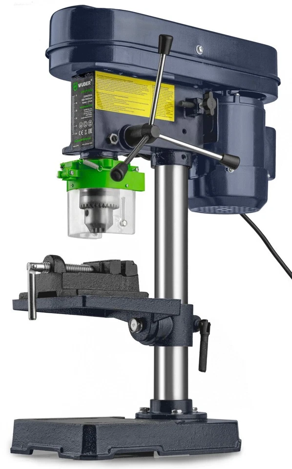 WUBER Bench Pillar Drill Press 16mm 5-Speed Metal Table Vise 1600W Included