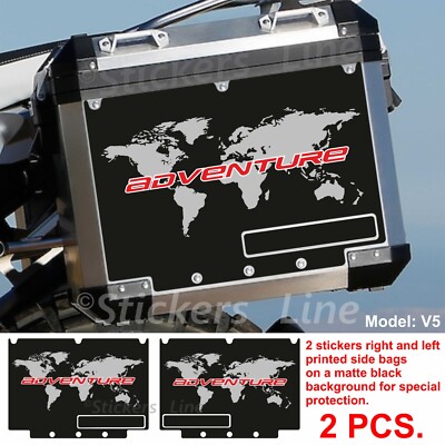 Suitcase stickers BMW R1200 R1250 GS adventure PLANISPHERE GLOBO bags stickers RED_