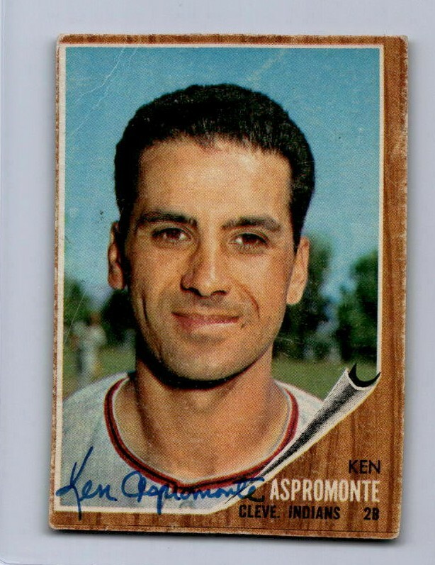 KEN ASPROMONTE 1962 TOPPS #563 HARD SIGNED AUTO - CLEVELAND