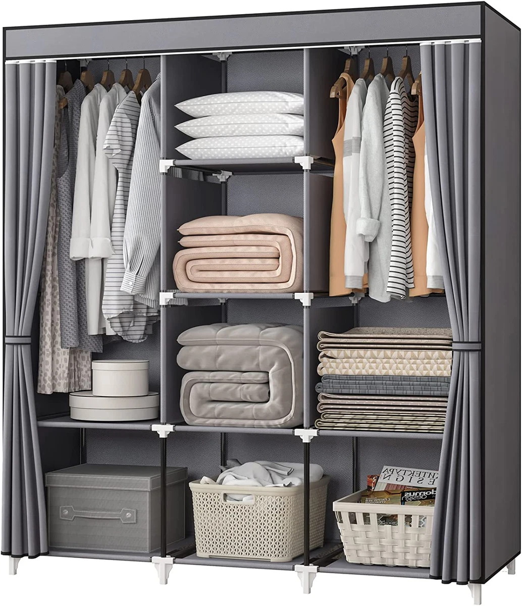 Portable Closet 51 Inch Wardrobe Closet for Hanging with 2