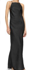 Reformation Selia Women's Open Back Linen Maxi Dress in Black Size M