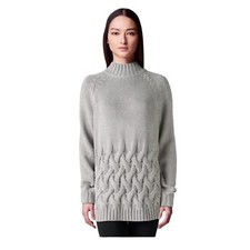 New Simply Vera Wang Womens Gray Crew Neck Cable Knit Dress Sweater Sz M