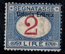 Érythrée 1903 Sass. 9 Neuf ** 80% timbre-taxe 2 Lires