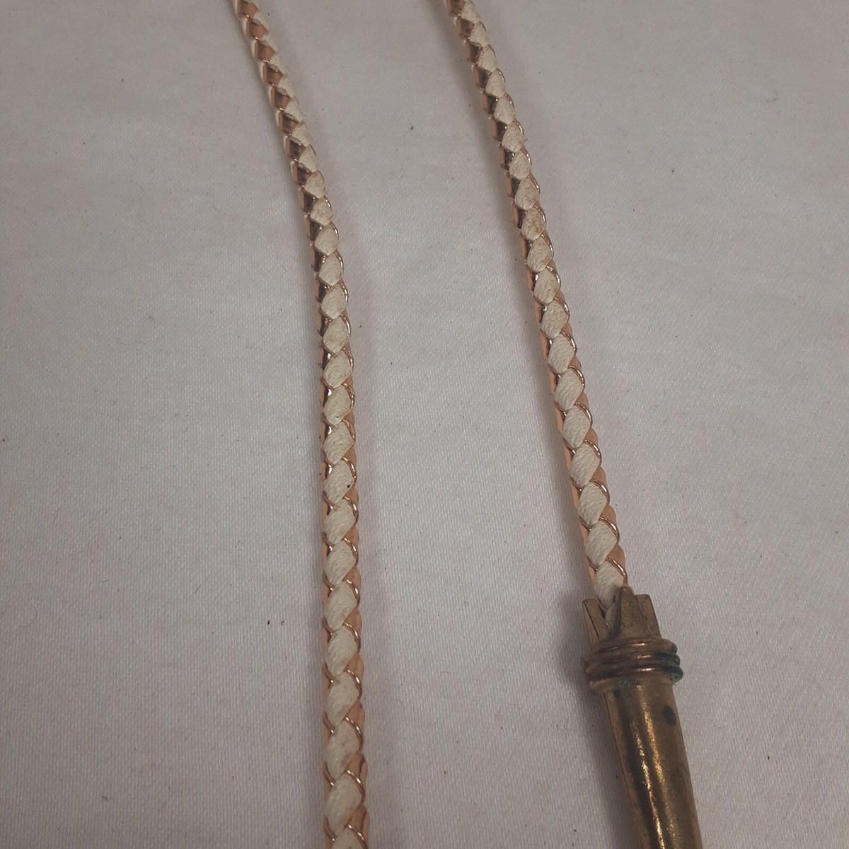 Vintage Bolo Tie 2" Agate Suede Cordage Brase Tips Western Rockabilly Cowboy View 4