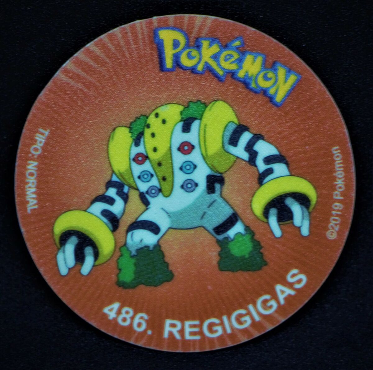 TAZO POKEMON DKV #486 REGIGIGAS 2019 Sinnoh PERU South America Pogs Flips  Taps