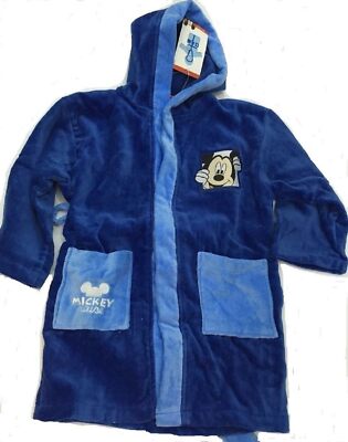 Mickey Mouse Bademantel Frottee Baumwolle Disney Blau Größe 8/9 Jahre