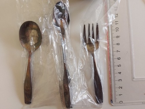 Silver plated sippy cup and utensils, new but tarnished, 1980's, baby gift. - Picture 7 of 9