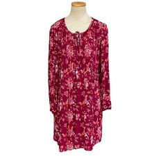 Sahalie Dress Women's M Medium Red Floral Long Sleeve Peasant Boho Flowy