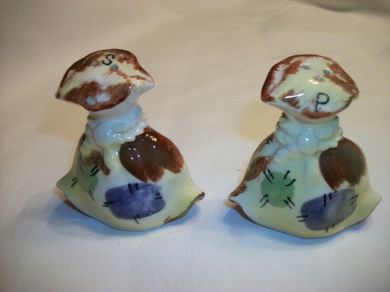 Vintage Patchwork Bag Salt & Pepper Shaker - 2 3/4" - Made in Japan