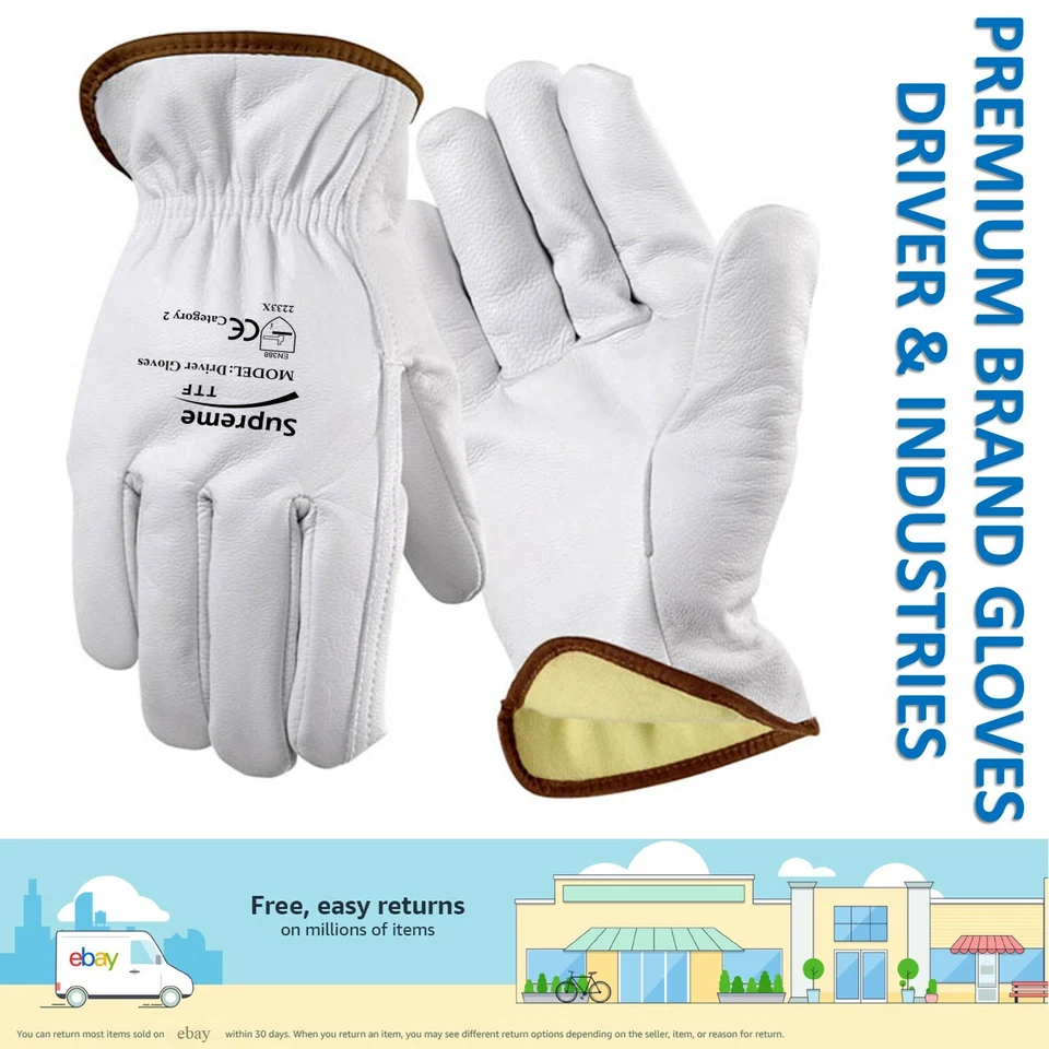 Driver Gloves Leather Work Lorry Fleece Lined Driving Truck industries gardening