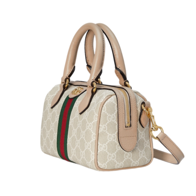 GUCCI Ophidia Small $1900 Beige/White GG Canvas Top Handle Bag New