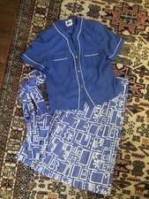 Vintage Leslie Fay Suit Skirt Three Piece Blue Medium Large