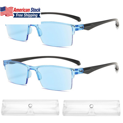 2PCS Auto Focus Reading Glasses Anti-Blue Light Dual Focus Blue FROM USA