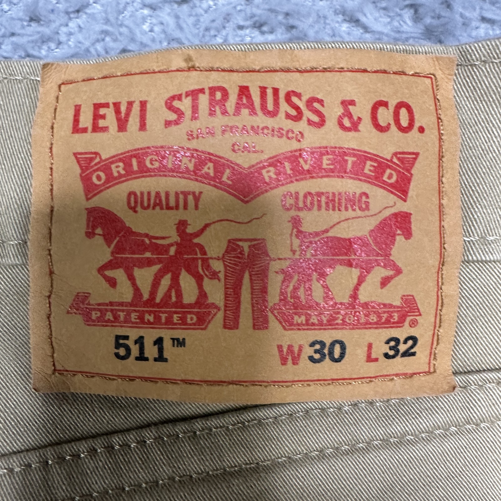Levis 511 Jeans Mens 30x32 Khak Tan Stretch Straight image 4