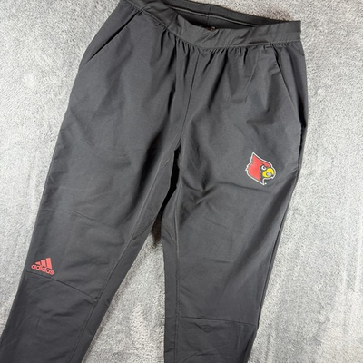 #ad Adidas Louisville Cardinals Pants Large Black Red Stretch Heavy Track Joggers $26.99