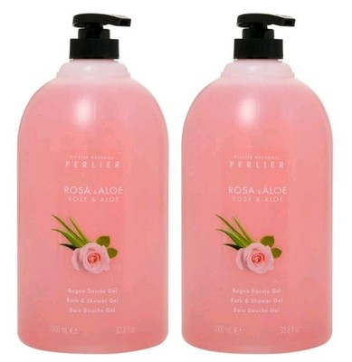 Perlier Rose and Aloe 1L 33.8  oz Bath and Shower Gel 2 Pack-NEW SEALED