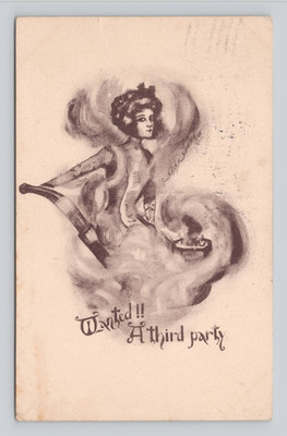 Postcard  Fantasy Woman Pipe Smoke Artist Cobb Shinn Wanted A Third Party 1910