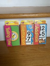 Lot of 3 Trend Enterprises Addition, Subtraction  Telling Time Flash Cards