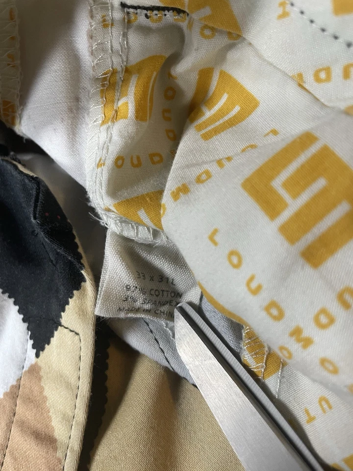 Pantalones de golf para hombre Loudmouth Argyle marrón diamante/blanco/bronceado talla 33x31 Foto 3 de 4