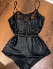 Warner s Teddy Lingerie Black Medium Lace Trim USA Made Vintage