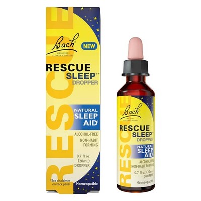 Bach RESCUE SLEEP Dropper 20mL, Natural Homeopathic Sleep Aid, Alcohol-Free