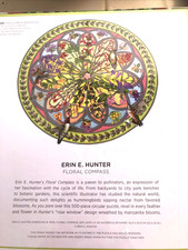 Pomegranate Art Jigsaw Puzzle Hummingbird Floral Round  Complete 500 Pieces