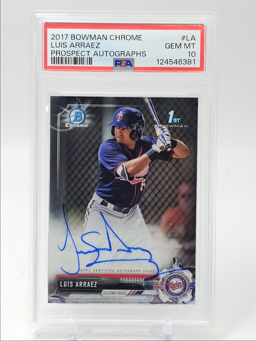 LUIS ARRAEZ 2017 BOWMAN CHROME 1ST AUTOGRAPH TWINS AUTO PSA 10 Q4290