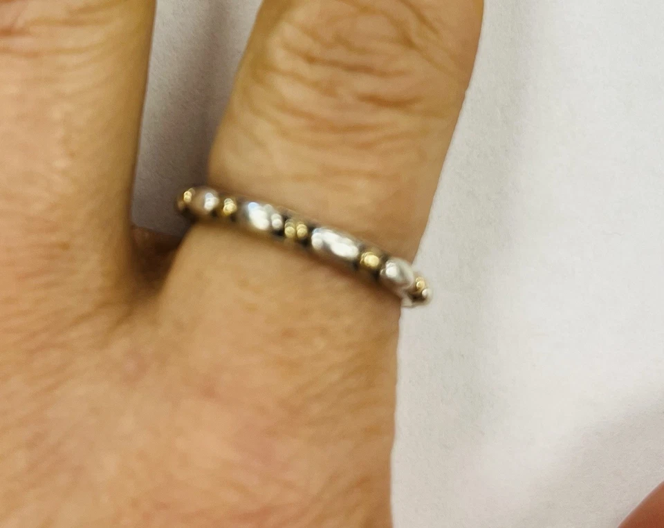 OPPOSITES ATTRACT Authentic PANDORA Silver/14K GOLD Ring BAND SIZE 8 - Image 3 of 4