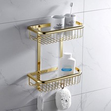 Luxury Gold 2-Tier Bathroom Shelf Shower Cadd...
