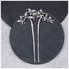 Vintage Silver Plated Floral Butterfly Short Hairpin Chinese Style Hairpin