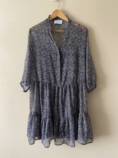 Neo Noir Short Floral Chiffon Layered Dress Size S Uk 8/10